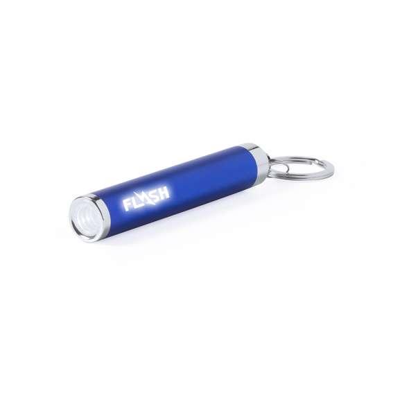 Linterna llavero led en variados colores de acabado brillante con interior iluminado. Superficie exterior especialmente diseñada para marcaje en láser y así iluminar el logotipo marcado. Pilas de botón incluidas.