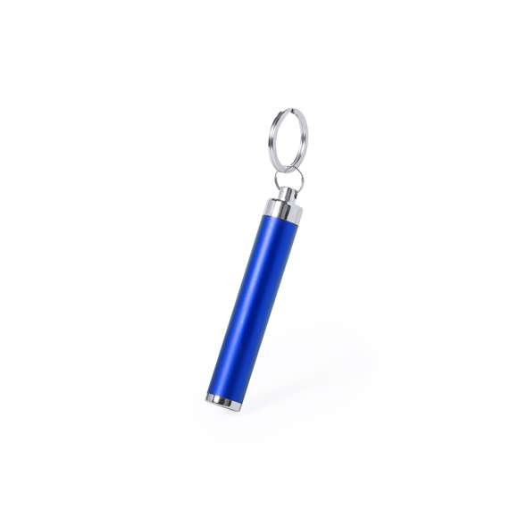 Linterna llavero led en variados colores de acabado brillante con interior iluminado. Superficie exterior especialmente diseñada para marcaje en láser y así iluminar el logotipo marcado. Pilas de botón incluidas.