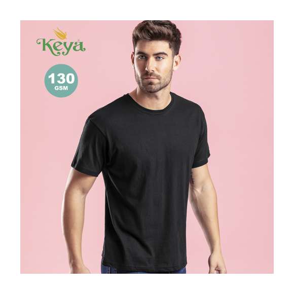 Camiseta de adulto Keya MC130 confeccionada en suave 100% algodón de 130g/m2. Disponible en variada gama de colores y en tallas S, M, L, XL, XXL.