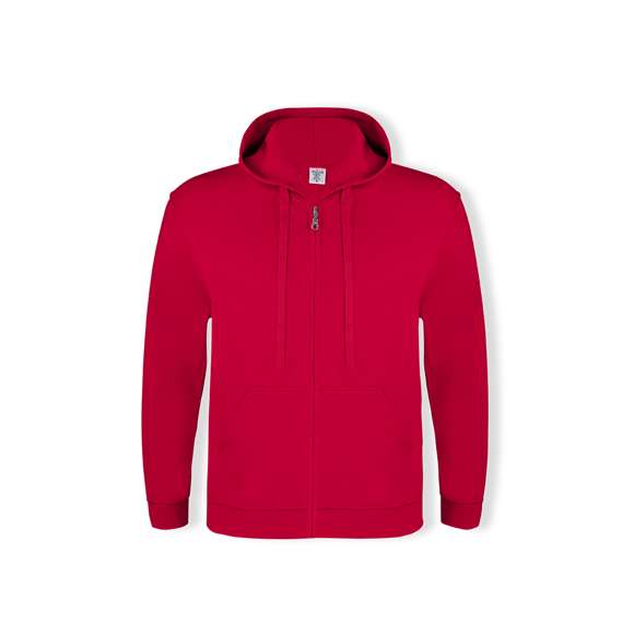Sudadera para adulto con capucha y cierre de cremallera de Keya SWZ280. En combinación de materiales algodón y poliéster de 280g/m2. Con cordones a juego y 2 bolsillos frontales. Disponible en extensa gama de vivos colores y en tallas S, M, L, XL, XXL, 3XL.
