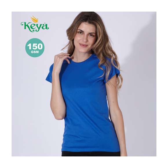 Camiseta para mujer Keya WCS150. En material 100% algodón de 150g/m2. Disponible en extensa gama de vivos colores y en tallas S, M, L, XL, XXL.