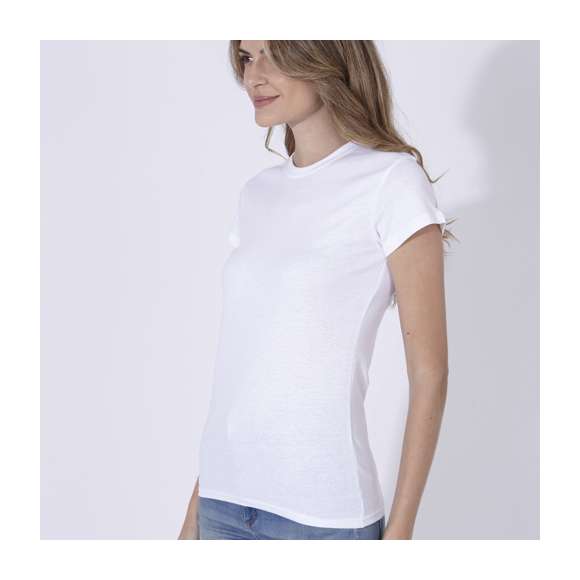 Camiseta para mujer Keya WCS180. En material 100% algodón de 180g/m2. Disponible en color blanco y en tallas S, M, L, XL, XXL.