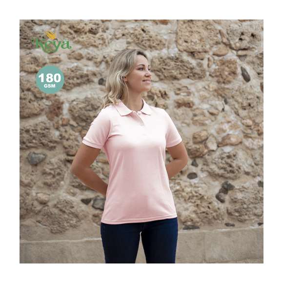 Polo de piqué para mujer de Keya WPS180. En material 100% algodón de 180g/m2. Con dos botones de cierre a juego y disponible en extensa gama de vivos colores. Tallas S, M, L, XL, XXL.