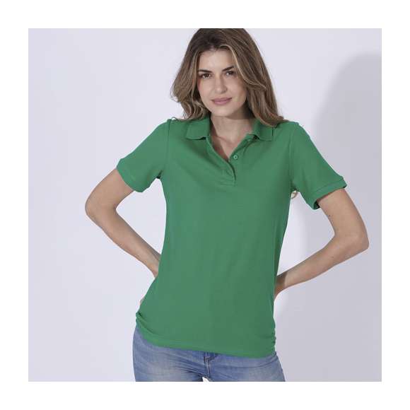 Polo de piqué para mujer de Keya WPS180. En material 100% algodón de 180g/m2. Con dos botones de cierre a juego y disponible en extensa gama de vivos colores. Tallas S, M, L, XL, XXL.