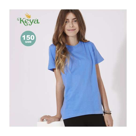 Camiseta para niño Keya YC150. En material 100% algodón de 150g/m2. Disponible en extensa gama de vivos colores y en tallas XS, S, M, L, XL.