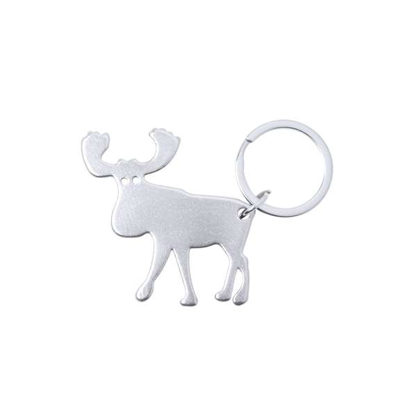 Original llavero abridor en aluminio. Con diseño navideño de reno en vivos colores brillantes.
