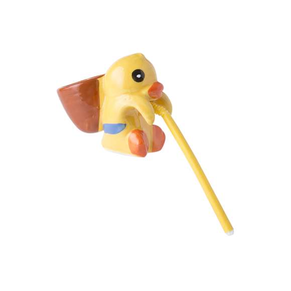 Maceta chupón en divertidos diseños de pato y gatito. Solamente hay que dejar la pajita en contacto con el agua para que la absorba y así florezcan unas espectaculares petunias. Cuerpo en cerámica, con 10-12 semillas incluidas. Presentada en atractiva caja de diseño.