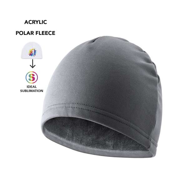  	Gorro deportivo de alta calidad en combinación de materiales poliéster/spandex y coral fleece de 280g/m2. Color blanco ideal para sublimación y resto de gama de colores ideales para una fácil impresión. Cómodo ajuste.