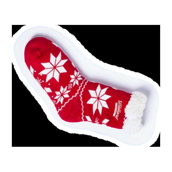 Par de calcetines anti deslizantes con motivos navideños, diseñados para andar por casa. De suave poliéster acrílico exterior y con cálido forro interior.