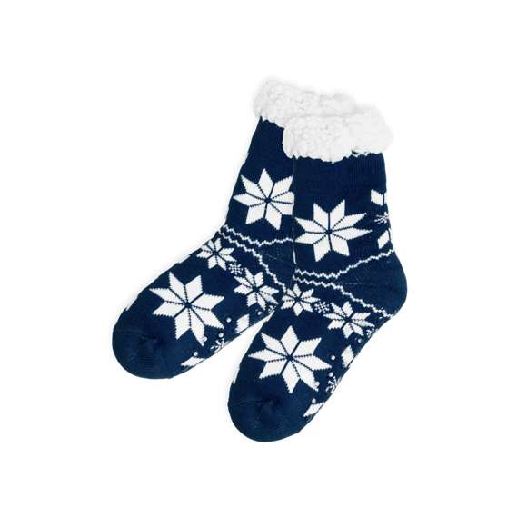Par de calcetines anti deslizantes con motivos navideños, diseñados para andar por casa. De suave poliéster acrílico exterior y con cálido forro interior.