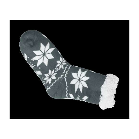 Par de calcetines anti deslizantes con motivos navideños, diseñados para andar por casa. De suave poliéster acrílico exterior y con cálido forro interior.