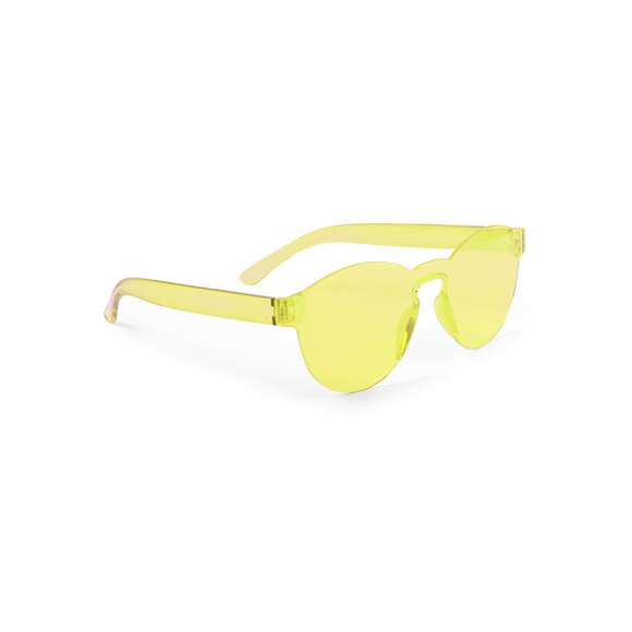 Gafas de sol de diseño en orginales diseños monocolor translúcidos. Lentes sin marco con protección UV400y patillas a juego.