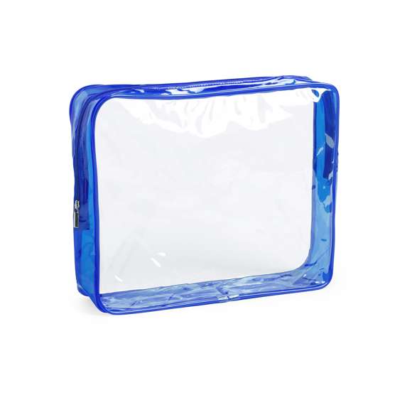 Neceser multiusos en resistente material PVC. Diseño en combinación de materiales translúcidos y transparentes. Disponible en vivos colores, con cierre de cremallera a juego.