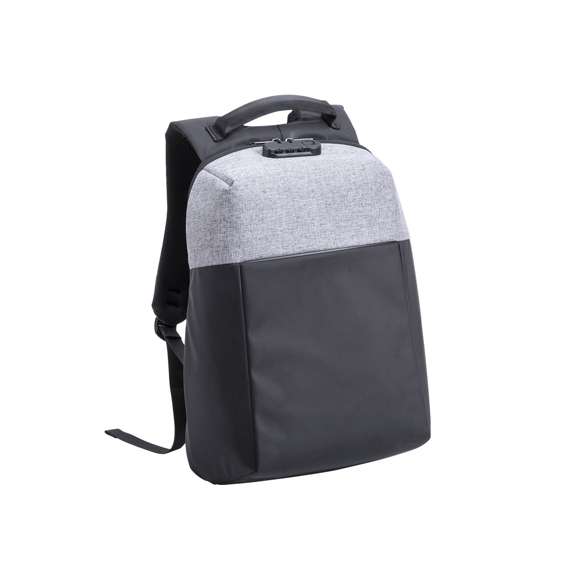 Mochila de negocios antirrobo repelente al agua en poliéster de alta calidad, resistente a cortes y a roces. Con candado de seguridad por contraseña, cinta reflectante trasera y accesorio para acople en trolley. Bolsillo antirrobo en la espalda para guardar objetos de valor. Compartimento interior con salida USB para conexión de powerbank -no incluido-, con cable micro USB de 1 metro de largo para total comodidad en la carga de cualquier dispositivo móvil. Salida para auriculares y bolsillo en cinta derecha con fácil acceso para tarjeta de transporte y otros documents de uso frecuente. Apertura total 180º para fácil acceso al interior de la mochila. Dos compartimento interiores independientes y acolchados para ordenador portátil de hasta 15 pulgadas y para tablets de hasta 10 pulgadas. Con multitud de bolsillos interiores y exteriores. Cintas de hombros y espalda con acolchado ergonómico.