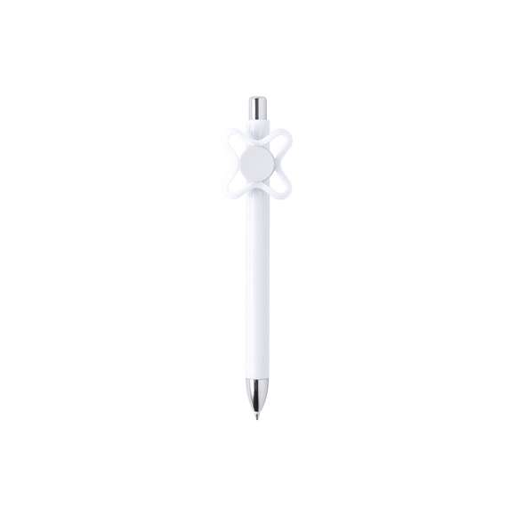 Original bolígrafo spinner antiestrés de mecanismo pulsador y divertido diseño con accesorios en color plateado y cuerpo de acabado sólido en colores brillantes. Especialmente diseñado para tampografía en clip y en cuerpo. De cartucho jumbo y en tinta azul.