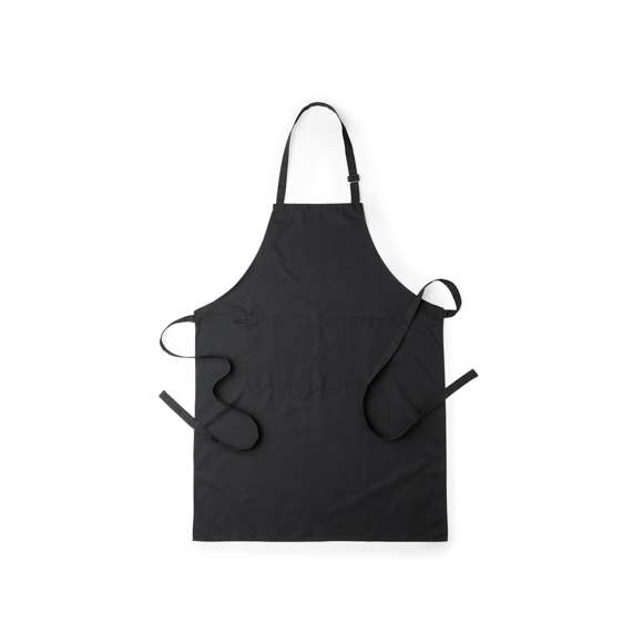 Delantal de alta calidad en material TC -combinado de algodón y poliéster-. En variada gama de vivos colores, con bolsillo doble frontal y cintas de cuello con ajustador. De corte por debajo de la rodilla.