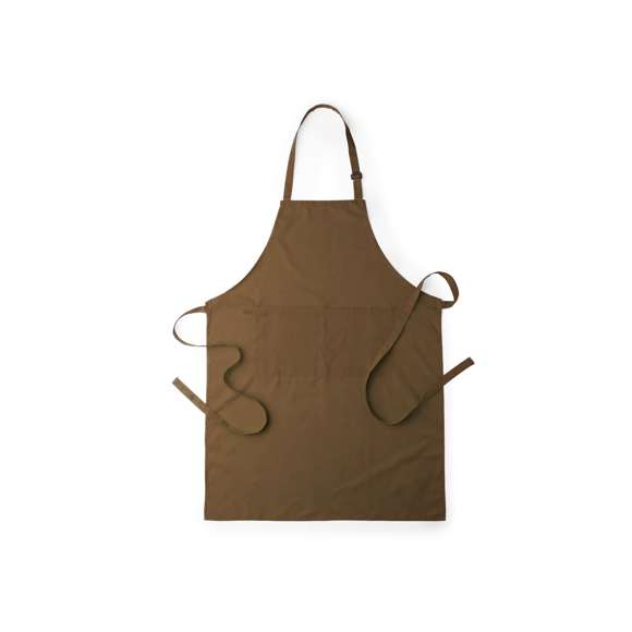 Delantal de alta calidad en material TC -combinado de algodón y poliéster-. En variada gama de vivos colores, con bolsillo doble frontal y cintas de cuello con ajustador. De corte por debajo de la rodilla.