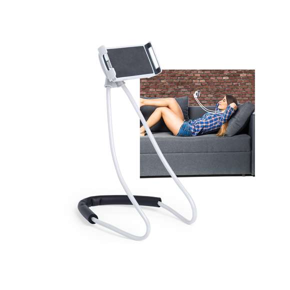 Soporte flexible multiusos para dispositivos móviles. De diseño ergonómico y flexible, muy versátil y cómodo de usar. Soporte para dispositivo móvil de excelente fijación, con acolchado antideslizante. Presentado en atractiva caja de diseño.