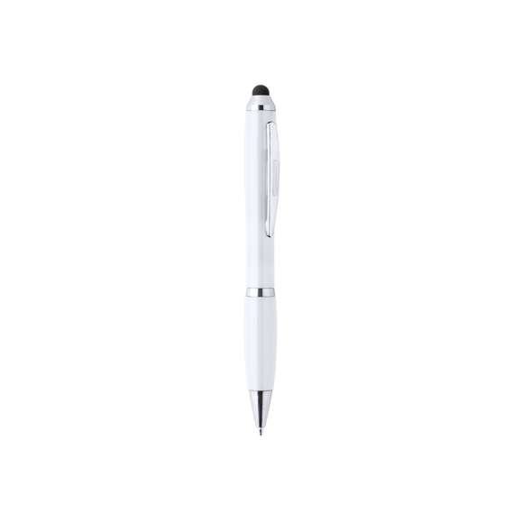 Bolígrafo puntero de colorido diseño, de apertura giratoria y cuerpo en vivos colores brillantes a juego con la empuñadura. Con detalles cromados y clip metálico. Cartucho jumbo y tinta azul.