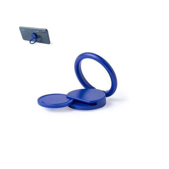 Soporte adhesivo para smartphone con moneda para carro integrada, en variada gama de colores.Con anilla posterior 360º para dedo con función doble de soporte y accesorio para selfies.