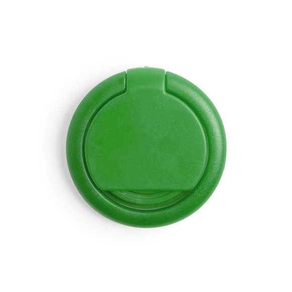 Soporte adhesivo para smartphone con moneda para carro integrada, en variada gama de colores.Con anilla posterior 360º para dedo con función doble de soporte y accesorio para selfies.