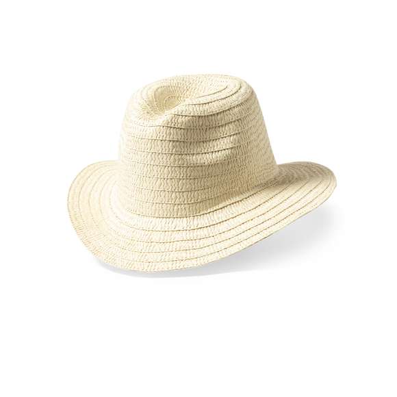 	Sombrero en fibra sintética de alta calidad. Con cinta interior y orificios de ventilación.