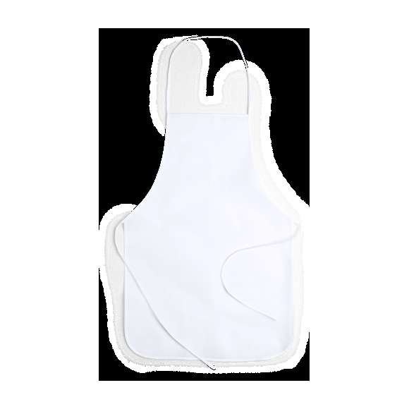 Delantal especialmente diseñado para sublimación en non-woven de 80g/m2. Amplia superficie de marcaje 100% personalizable y cintas de ajuste a juego.