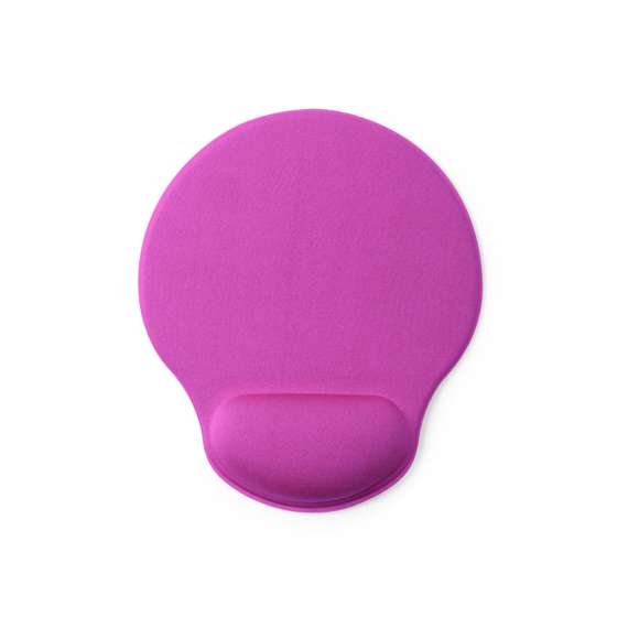 Alfombrilla para ratón fabricada en suave poliéster. Con base antideslizante en silicona y reposa muñecas acolchado para prevenir el estrés y el dolor en las articulaciones. Disponible en variada gama de colores.