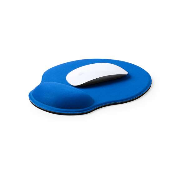 Alfombrilla para ratón fabricada en suave poliéster. Con base antideslizante en silicona y reposa muñecas acolchado para prevenir el estrés y el dolor en las articulaciones. Disponible en variada gama de colores.