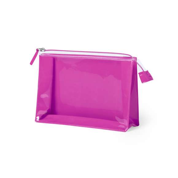  	Neceser multiusos en resistente material EVA translúcido de vivos colores, libre de PVC. Con ventana transparente, cremallera a juego y acabado termosellado. Cinta en tirador a juego.