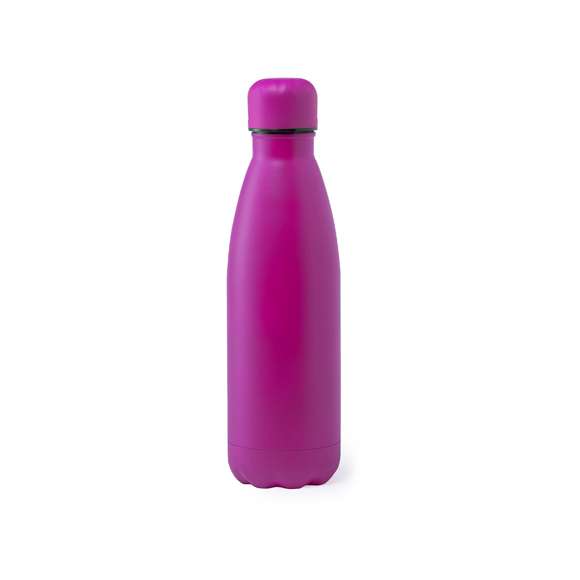 Bidón fabricado en acero inox de 790ml. Con tapón de seguridad de rosca. De original acabado mate completo en vivos y variados colores. Presentado en atractiva caja de diseño.