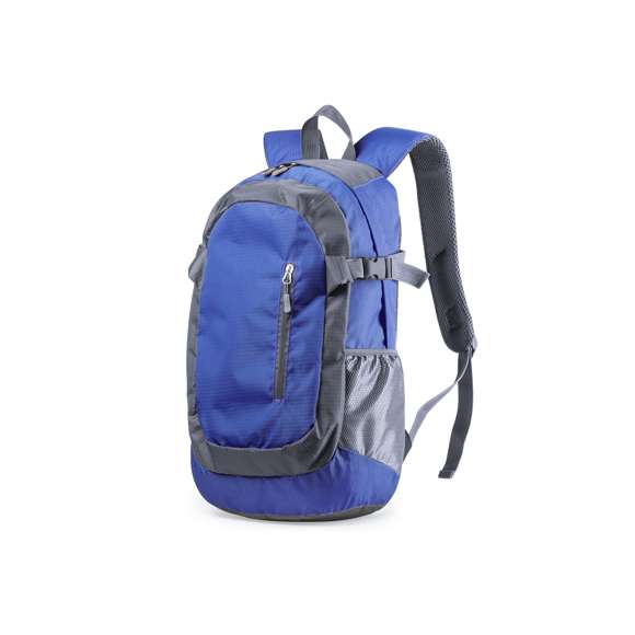 Mochila técnica en resistente combinación de poliéster 210D y ripstop, con una atractiva combinación de colores. Con cierre de cremallera de doble tirador metálico y bolsillos en frontal. Con refuerzos de nylon ajustables en los cierres y esquinas reforzadas. Espalda con acolchado ergonómico, cintas de hombros acolchadas con cintas de ajuste regulables y cierre de clic.