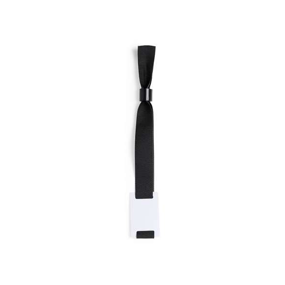 Pulsera para eventos en resistente y suave poliéster. Con cierre de seguridad ajustable y pastilla para marcaje en tampografía. Disponible en variada gama de colores.