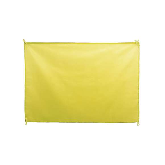 Bandera tamaño XL -100x70cm- en suave poliéster y extensa gama de colores vivos. Con resistentes cintas de sujeción a juego.