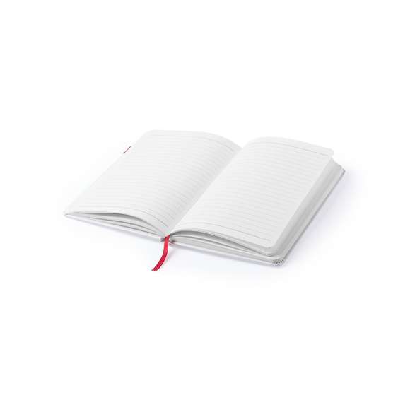 Bloc de notas de elegante acabado en color blanco, con memoria USB de 16GB de capacidad integrada en la tapa frontal. Cinta elástica, memoria USB y marcapáginas a juego, en variada gama de colores. Incluye 100 hojas con disposición a una raya.
