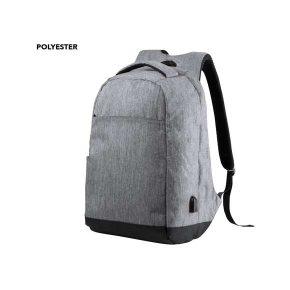 Mochila antirrobo en resistente poliéster 300D. Tejido de alta calidad resistente a cortes y a roces, con bolsillo antirrobo en la espalda para guardar los objetos de valor. Compartimento principal con cierre de cremallera equipado con conexión de powerbank -no incluida- y dos compartimentos interiores independientes y acolchados para portátil de hasta 15 pulgadas y para tablets de hasta 10 pulgadas, además de bolsillos complementarios interiores. Cuenta también con un bolsillo exterior en el frontal con cierre de cremallera. Cómoda de llevar gracias a su espalda acolchada como las asas ergonómicas y ajustables, además con accesorio para trolley.