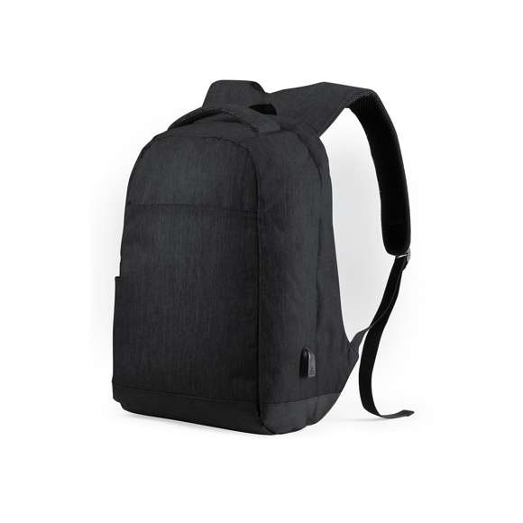 Mochila antirrobo en resistente poliéster 300D. Tejido de alta calidad resistente a cortes y a roces, con bolsillo antirrobo en la espalda para guardar los objetos de valor. Compartimento principal con cierre de cremallera equipado con conexión de powerbank -no incluida- y dos compartimentos interiores independientes y acolchados para portátil de hasta 15 pulgadas y para tablets de hasta 10 pulgadas, además de bolsillos complementarios interiores. Cuenta también con un bolsillo exterior en el frontal con cierre de cremallera. Cómoda de llevar gracias a su espalda acolchada como las asas ergonómicas y ajustables, además con accesorio para trolley.