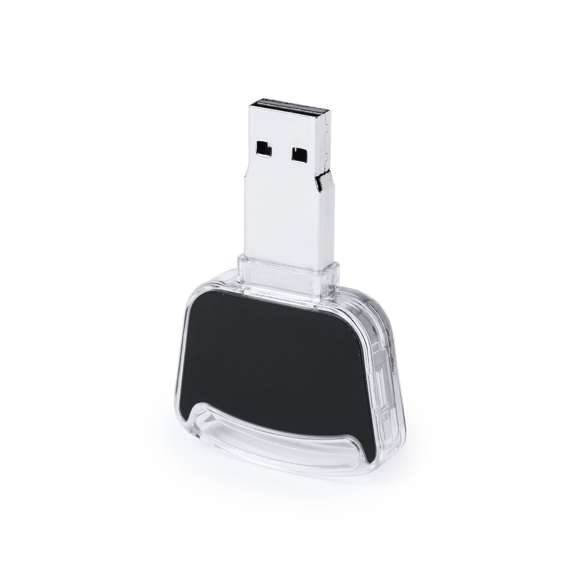 Memoria USB de 16GB de capacidad. De innovador diseño automovilístico, con luz led interior y cuerpo especialmente diseñado para marcaje en láser, iluminando así el logotipo. Presentada en estuche individual.
