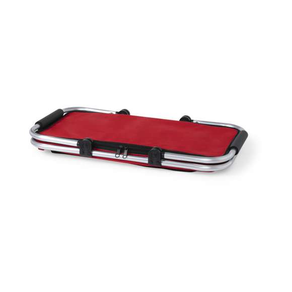 Cesta térmica en resistente poliéster 600D con interior de aluminio libre de BPA. Cierre de cremallera, con estructura de aluminio plegable y asas con EVA para mayor comodidad en el transporte. Resistencia de hasta 15 kg de peso y disponible en vivos colores.