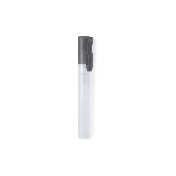  	Spray hidroalcohólico para higiene y limpieza de la piel en bote rellenable de 10 ml. Cuerpo en translúcido y capucha disponible en variada gama de colores, con clip de ajuste. Solución con 65% de contenido de alcohol.nbsp   	Artículo con certificación GMP (Good Manufaturing Practices / Normas de Correcta Fabricación) que garantiza el cumplimiento de rigurosas medidas de control para la obtención de un producto seguro y de calidad.