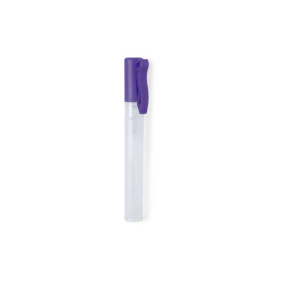  	Spray hidroalcohólico para higiene y limpieza de la piel en bote rellenable de 10 ml. Cuerpo en translúcido y capucha disponible en variada gama de colores, con clip de ajuste. Solución con 65% de contenido de alcohol.nbsp   	Artículo con certificación GMP (Good Manufaturing Practices / Normas de Correcta Fabricación) que garantiza el cumplimiento de rigurosas medidas de control para la obtención de un producto seguro y de calidad.
