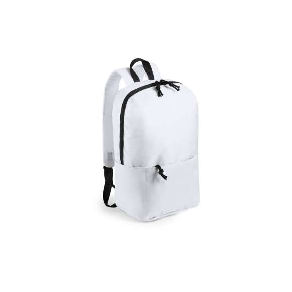 Mochila leisure en resistente poliéster 600D, en extensa gama de vivos colores. Con cierre de cremallera de doble tirador, bolsillo en frontal con cremallera invisible y bolsillo lateral de gran capacidad. Asa de transporte y accesorios en color negro. Espalda y cintas de hombros acolchadas y ajustables. Color blanco especialmente fabricado para marcaje en sublimación.
