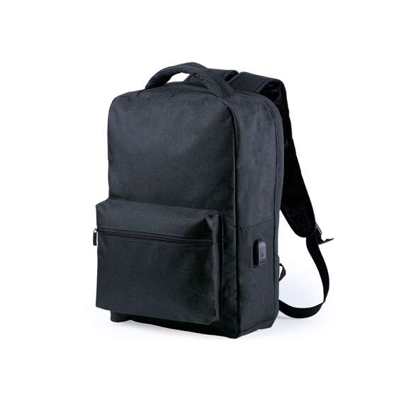 Mochila antirrobo en resistente material poliéster 300D. Con bolsillo antirrobo en la espalda para guardar objetos de valor. Compartimento interior con salida USB para conexión de powerbank -no incluido-. Incluye cable micro USB para total comodidad en la carga de cualquier dispositivo móvil. Bolsillo en lateral con protección RFID y compartimentos interiores acolchados para tablets de hasta 10 pulgadas y portátiles de hasta 15 pulgadas. Cinta para fijación al trolley y disponible en amplia gama de colores, con multitud de bolsillos interiores y exteriores. Cintas de hombros y espalda ajustables con acolchado.