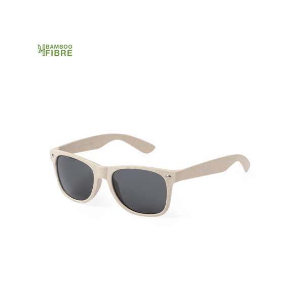 Gafas de sol de línea nature con protección UV400. Con montura en fibra de bambú y lentes tintadas a juego.