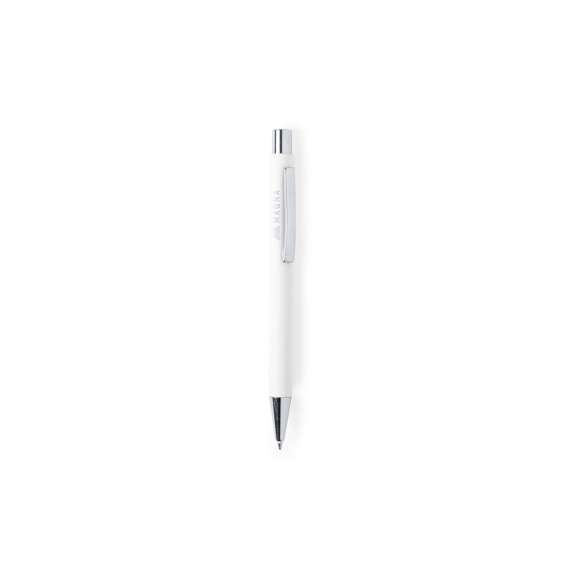 Original bolígrafo de mecanismo pulsador en elegante diseño bicolor. Con cuerpo de aluminio en tacto goma de acabado mate. Especialmente diseñado para marcaje en láser y mostrar el logotipo en tono plateado. Clip, parte superior y punta en plateado. Disponible en variada gama de colores, con cartucho jumbo y tinta azul.