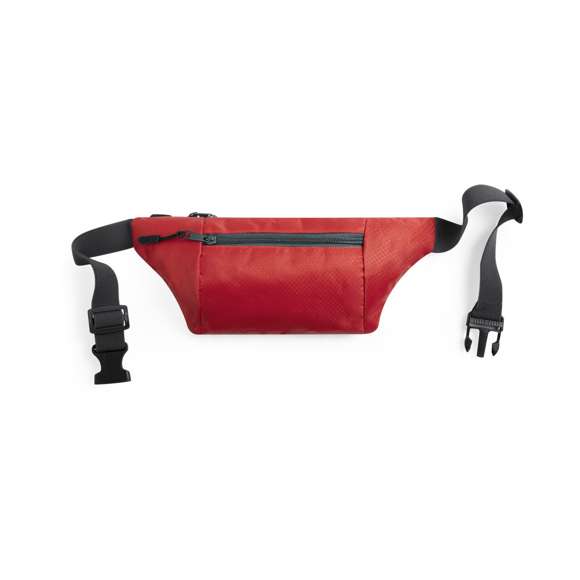 Riñonera en resistente material ripstop con diseño de panal. 2 bolsillos de cierre de cremallera, con cintas en tiradores para cómoda apertura. Cinta de nylon ajustable con cierre de hebilla. Diseñada para actividades deportivas y de ocio.