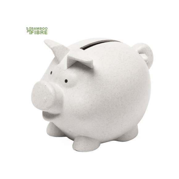 Hucha de línea nature con forma de cerdito, para ahorrar a la vez que se cuida del medio ambiente.