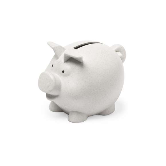 Hucha de línea nature con forma de cerdito, para ahorrar a la vez que se cuida del medio ambiente.