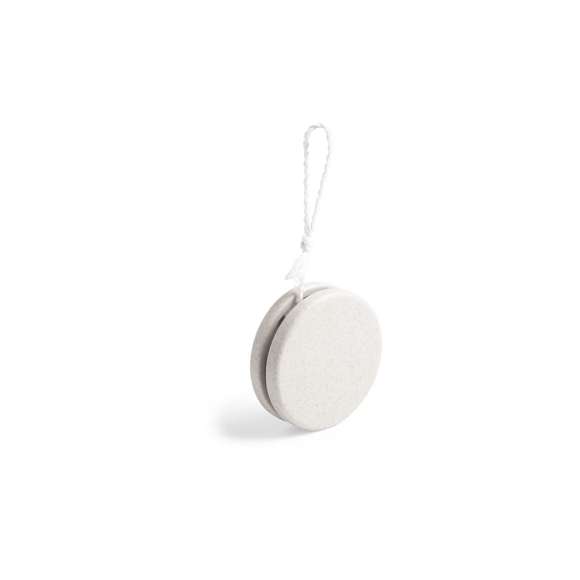 Yoyó de línea nature en resistente fibra de bambú. De rápido y sencillo montaje, para recuperar los juegos clásicos más divertidos. Con hilo rizado de algodón en color blanco de 100 cm.