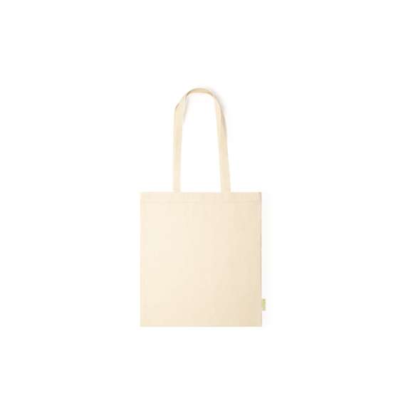 Bolsa de línea nature en material 100% algodón orgánico natural de 120 g/m2. Asas largas de 70cm con refuerzo y de acabado cosido. Distintivo organic en etiqueta lateral y resistencia hasta 8 kg de peso.